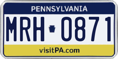 PA license plate MRH0871