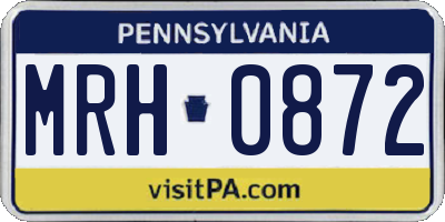PA license plate MRH0872