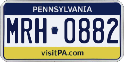 PA license plate MRH0882