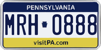 PA license plate MRH0888