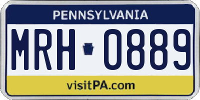 PA license plate MRH0889