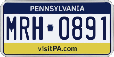 PA license plate MRH0891
