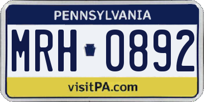 PA license plate MRH0892
