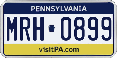 PA license plate MRH0899
