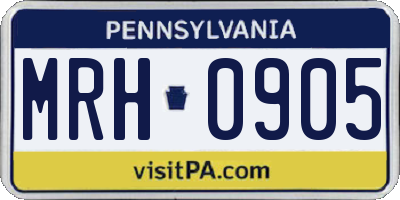 PA license plate MRH0905
