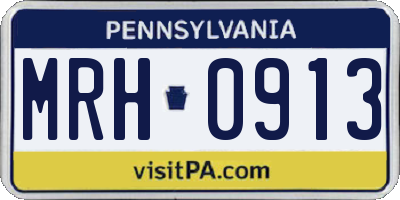 PA license plate MRH0913