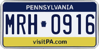 PA license plate MRH0916