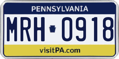 PA license plate MRH0918