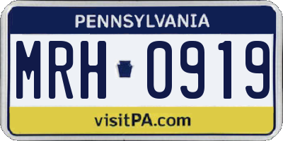 PA license plate MRH0919