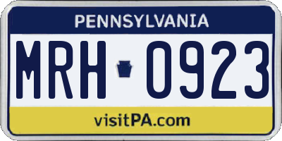 PA license plate MRH0923