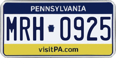 PA license plate MRH0925