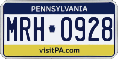 PA license plate MRH0928