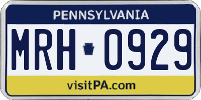 PA license plate MRH0929