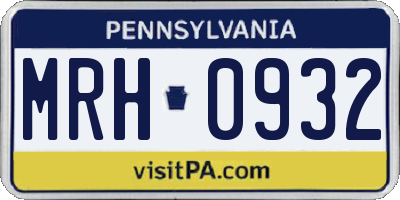 PA license plate MRH0932