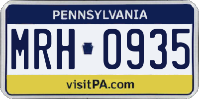 PA license plate MRH0935
