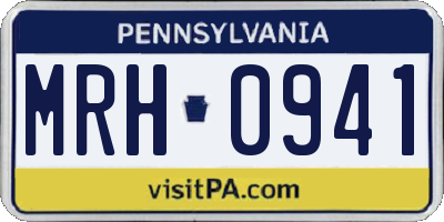 PA license plate MRH0941