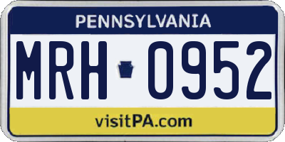 PA license plate MRH0952