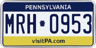 PA license plate MRH0953