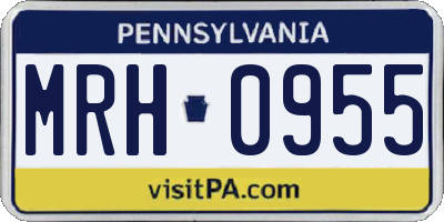 PA license plate MRH0955