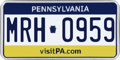PA license plate MRH0959