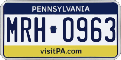 PA license plate MRH0963