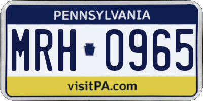 PA license plate MRH0965