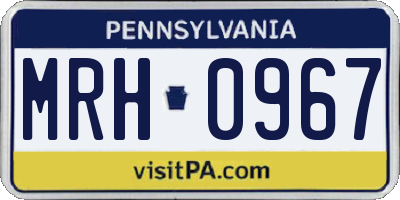 PA license plate MRH0967