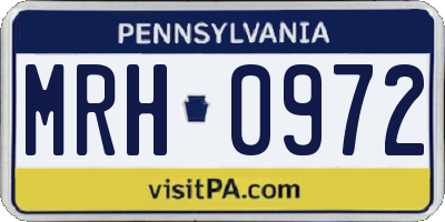 PA license plate MRH0972