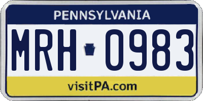 PA license plate MRH0983