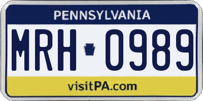 PA license plate MRH0989