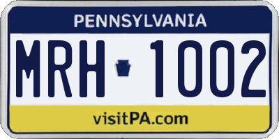 PA license plate MRH1002