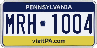 PA license plate MRH1004