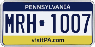PA license plate MRH1007
