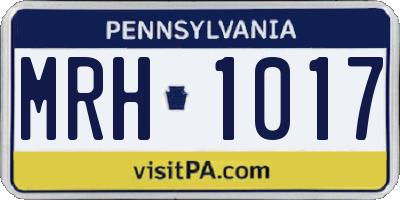 PA license plate MRH1017