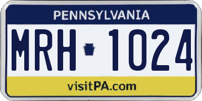 PA license plate MRH1024