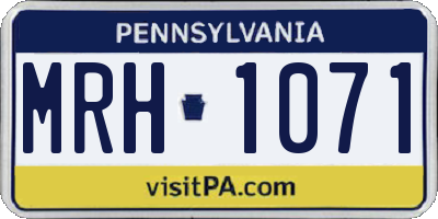 PA license plate MRH1071