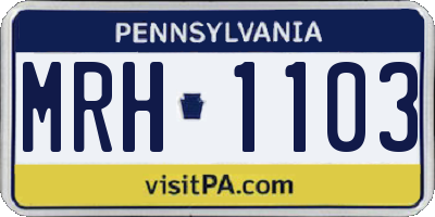 PA license plate MRH1103
