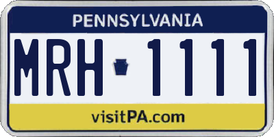 PA license plate MRH1111