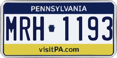 PA license plate MRH1193