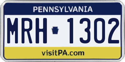 PA license plate MRH1302