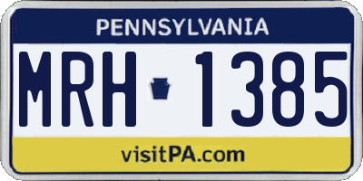 PA license plate MRH1385