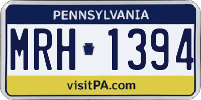 PA license plate MRH1394