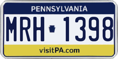 PA license plate MRH1398
