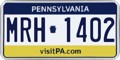 PA license plate MRH1402