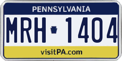 PA license plate MRH1404