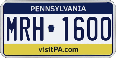 PA license plate MRH1600