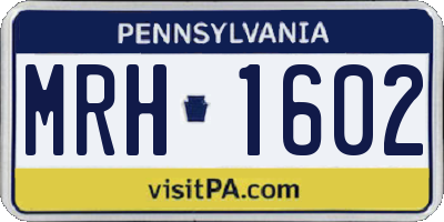 PA license plate MRH1602