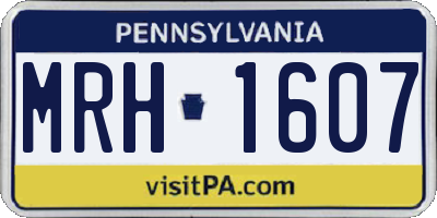 PA license plate MRH1607