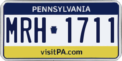 PA license plate MRH1711