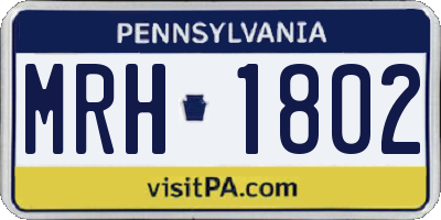 PA license plate MRH1802